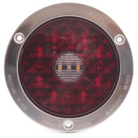 Grote 55202 Red 4" Round LED Tail Light w/ Backup 4-Pin Stainless Steel Flange