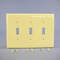 Cooper Ivory 3-Gang Mid-Size UNBREAKABLE Nylon Toggle Switch Cover Wallplate PJ3V