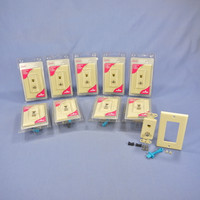 10 New Leviton Ivory Decora Quickport CATV Cable & Phone Jack Wallplates 41658-I