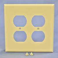 Cooper Ivory Mid-Size 2-Gang UNBREAKABLE Receptacle Wallplate Duplex Outlet Cover PJ82V