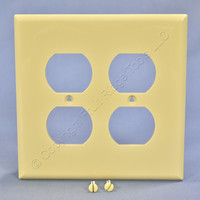 Cooper Ivory Mid-Size 2-Gang UNBREAKABLE Receptacle Wallplate Duplex Outlet Cover PJ82V