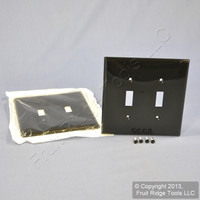 2 Leviton Black 2-Gang Midway UNBREAKABLE Toggle Switch Cover Wallplates PJ2-E