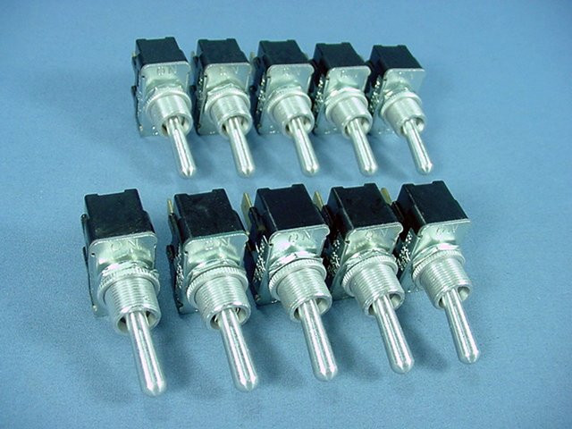 Leviton Toggle Switch SPST 3 Spade Terminal - 10A 250V 15A 125V ON/ON 1102B