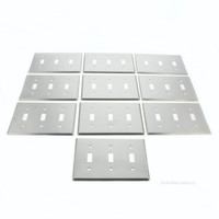 10 Leviton ALUMINUM 3-Gang Toggle Switch Cover Wallplates Satin Switchplates 83011