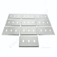 10 Leviton ALUMINUM 3-Gang Toggle Switch Cover Wallplates Satin Switchplates 83011