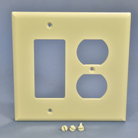 Cooper Light Almond UNBREAKABLE Midsize 2-Gang Duplex Outlet Cover Decorator Rocker Switch GFCI Wallplate PJ826LA