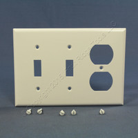Eagle White 3-Gang Toggle Switch Duplex Receptacle Outlet Thermoset Wallplate Cover 2158W
