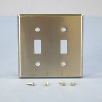 Eagle NON-MAGNETIC Stainless Steel 2-Gang Toggle Switch Cover Wallplate Switchplate 97072