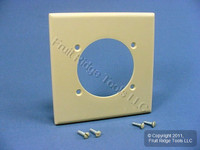 New Leviton Ivory 2.465" Power Outlet Receptacle 2-Gang Cover Plastic Wallplate 80530-I