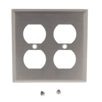 Cooper Stainless Steel 2G Duplex Receptacle Wallplate Outlet Flush Cover 93102