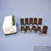 10 Leviton Brown TAMPER RESISTANT COMMERCIAL Wall Toggle Light Switches Outlet Receptacle 15A T5225