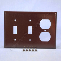 Eagle Brown 3-Gang Toggle Switch Duplex Receptacle Outlet Thermoset Wallplate Cover 2158B
