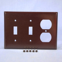 Eagle Brown 3-Gang Toggle Switch Duplex Receptacle Outlet Thermoset Wallplate Cover 2158B