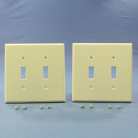 2 New Leviton Almond MIDWAY 2-Gang Switch Cover Wall Plates Switchplates 80509-A