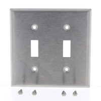 Leviton Stainless Steel 2-Gang Toggle Switch Cover Wall Plate Switchplate 84009