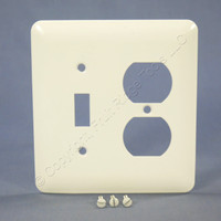 Mulberry Princess 2-Gang White Semi-Gloss Metal Combination Toggle Switch Outlet Cover Receptacle Wallplate 76532