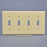 Cooper Light Almond 4-Gang Toggle Light Switch Cover Thermoset Plastic Wallplate Switchplate 2154LA