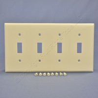 Cooper Light Almond 4-Gang Toggle Light Switch Cover Thermoset Plastic Wallplate Switchplate 2154LA