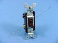 Leviton Residential Grade Brown 3-Way Quiet Framed Toggle Wall Light Switch 15A 120V Bulk 1453-2