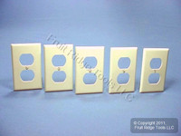 5 Leviton Almond Outlet Cover Duplex Receptacle 1-Gang Plastic Wallplates 82003