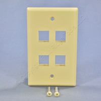 Cooper Ivory 1-Gang Flush Mount Modular 4-Port Thermoplastic Wallplate 5540-5EV