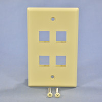 Cooper Ivory 1-Gang Flush Mount Modular 4-Port Thermoplastic Wallplate 5540-5EV