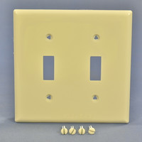 Cooper Light Almond Standard Size 2-Gang UNBREAKABLE Toggle Switch Plate Cover Wallplate 5139LA