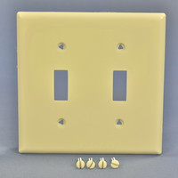Cooper Light Almond Standard Size 2-Gang UNBREAKABLE Toggle Switch Plate Cover Wallplate 5139LA