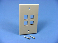 NEW Leviton Gray Quickport 4-Port Flush Mount High Impact Fire-Retardant Plastic Wallplate Cover 1-Gang 41080-4GP