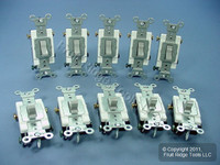 10 Leviton Gray 3-Way COMMERCIAL Wall Light Switches 20A CS320-2GY