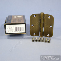 Hickory Hardware English Antique 3.5" x 3.5" Brass Door Hinge 5/8"-Radius Corner