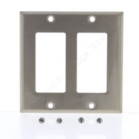 Cooper ANTIMICROBIAL 2-Gang Stainless Steel Decorator Wallplate Cover GFCI GFI 93402AM