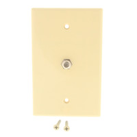Cooper Ivory Flush Mount Single Coaxial Cable Mid-Size Wall Plate Duplex Video Jack F-Type 2072V