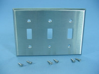 Cooper NON-MAGNETIC Stainless Steel 3-Gang Toggle Switch Cover Wallplate Switchplate 93073