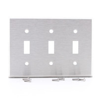 Cooper NON-MAGNETIC Stainless Steel 3-Gang Toggle Switch Cover Wallplate Switchplate 93073