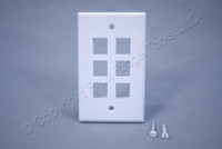 New Leviton White 1-Gang Flush Mount Quickport 6-Port Wallplate Cover 40806-BW