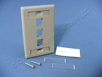 Leviton Gray Quickport 1-Gang 3-Port with ID Window Wallplate Cover 42080-3GS