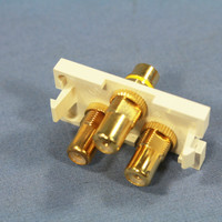 Leviton Light Almond MOS Wallplate 3-Port RCA Audio Video Jack Module 41292-3RT