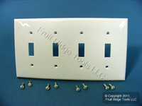 Leviton White UNBREAKABLE 4-Gang Toggle Switch Nylon Switchplate Cover 80712-W
