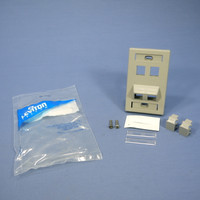 New Leviton Gray Quickport ANGLED 1-Gang 4-Port Wallplate w/ID Windows 41090-SMG