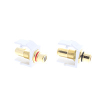 PAIR Leviton White Quickport RCA Jacks Gold Stereo Audio w/Black & Red Stripe 40830-W