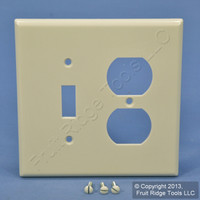 Leviton Light Almond 2-Gang Midway Toggle Switch Outlet Cover Wallplate 80505-T