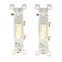 2 Leviton Almond Toggle Wall Light Switches Single Pole 15A 120V Bulk 1451-2A