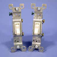 2 Leviton Almond Toggle Wall Light Switches Single Pole 15A 120V Bulk 1451-2A