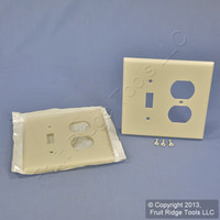 2 Leviton Light Almond LARGE Combination Switch Outlet Cover Switchplate Wallplates 80505-T