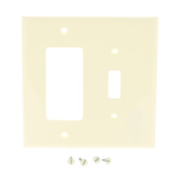 Leviton Almond Combination Toggle Switch Plate Decora GFCI Receptacle Wallplate Cover PJ126-A