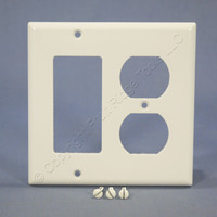 Eagle White 2-Gang Decorator GFCI GFI Duplex Receptacle Outlet Cover Thermoset Wallplate 2157W