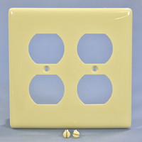 Hubbell Ivory 2-Gang Receptacle Wallplate Unbreakable Duplex Outlet Cover NP82I