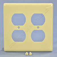 Hubbell Ivory 2-Gang Smooth Receptacle Nylon Wallplate Unbreakable Duplex Outlet Cover NP82I