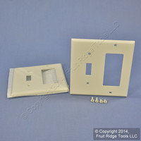 2 Leviton Light Almond Thermoplastic Combination Switch Plate Decora GFCI Cover Nylon Wallplates GFI 80707-T